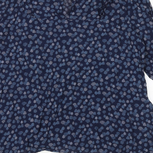 NEXT Womens Blue Geometric Viscose Basic T-Shirt Size 16 Boat Neck