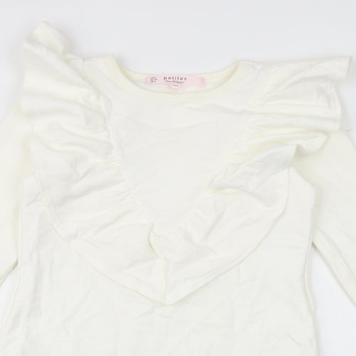 Miss Selfridge Womens White Cotton Jumper Dress Size 8 Round Neck Pullover