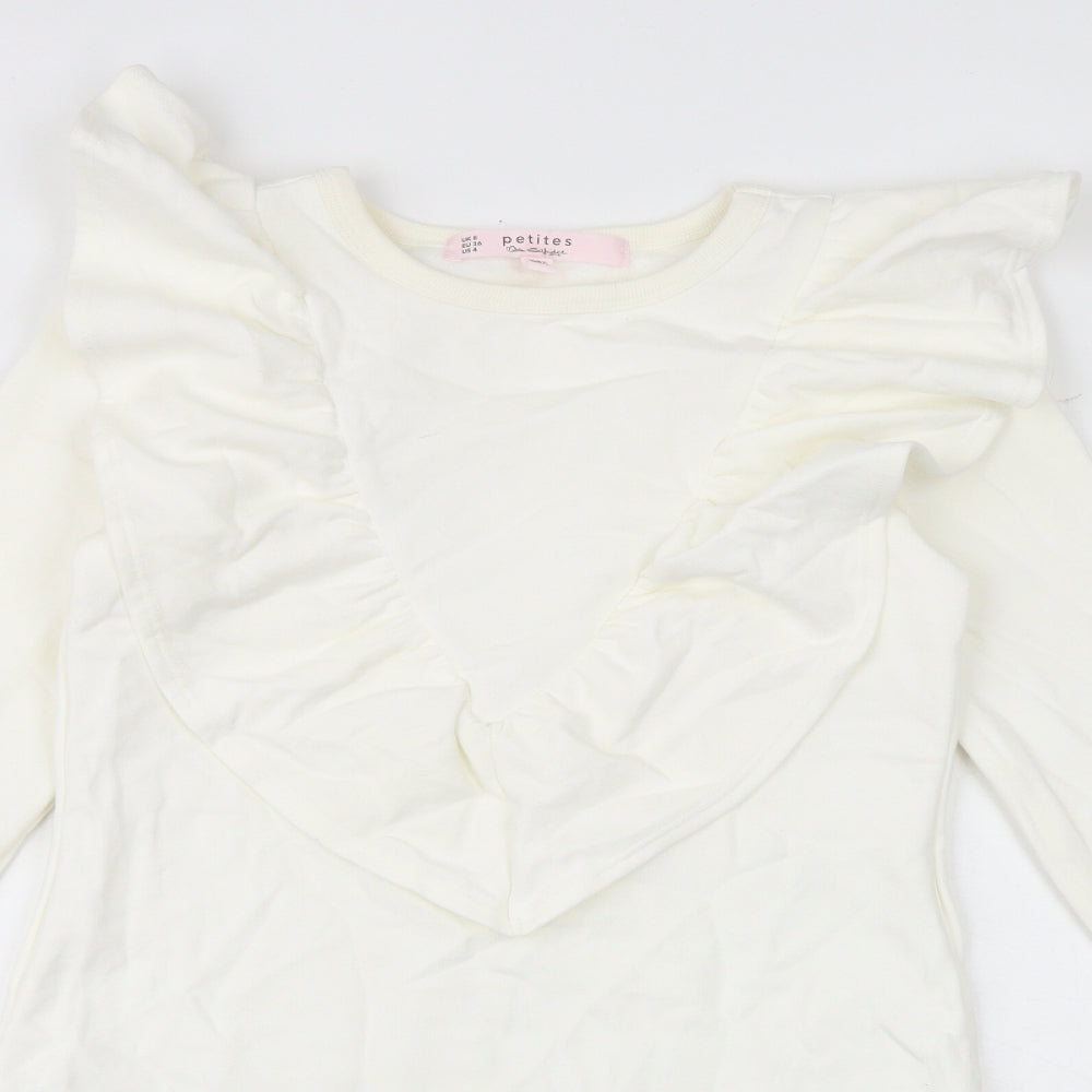 Miss Selfridge Womens White Cotton Jumper Dress Size 8 Round Neck Pullover