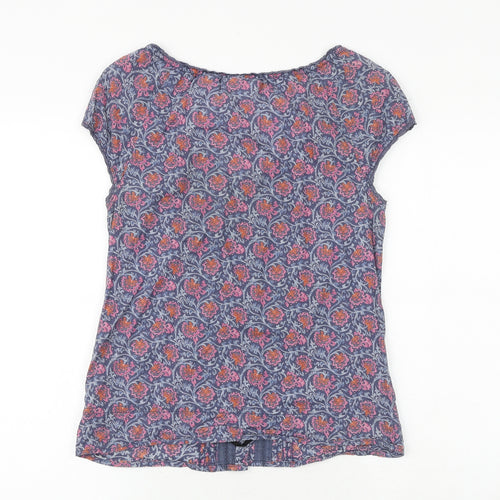 H&M Womens Multicoloured Geometric 100% Cotton Basic Blouse Size 6 Scoop Neck