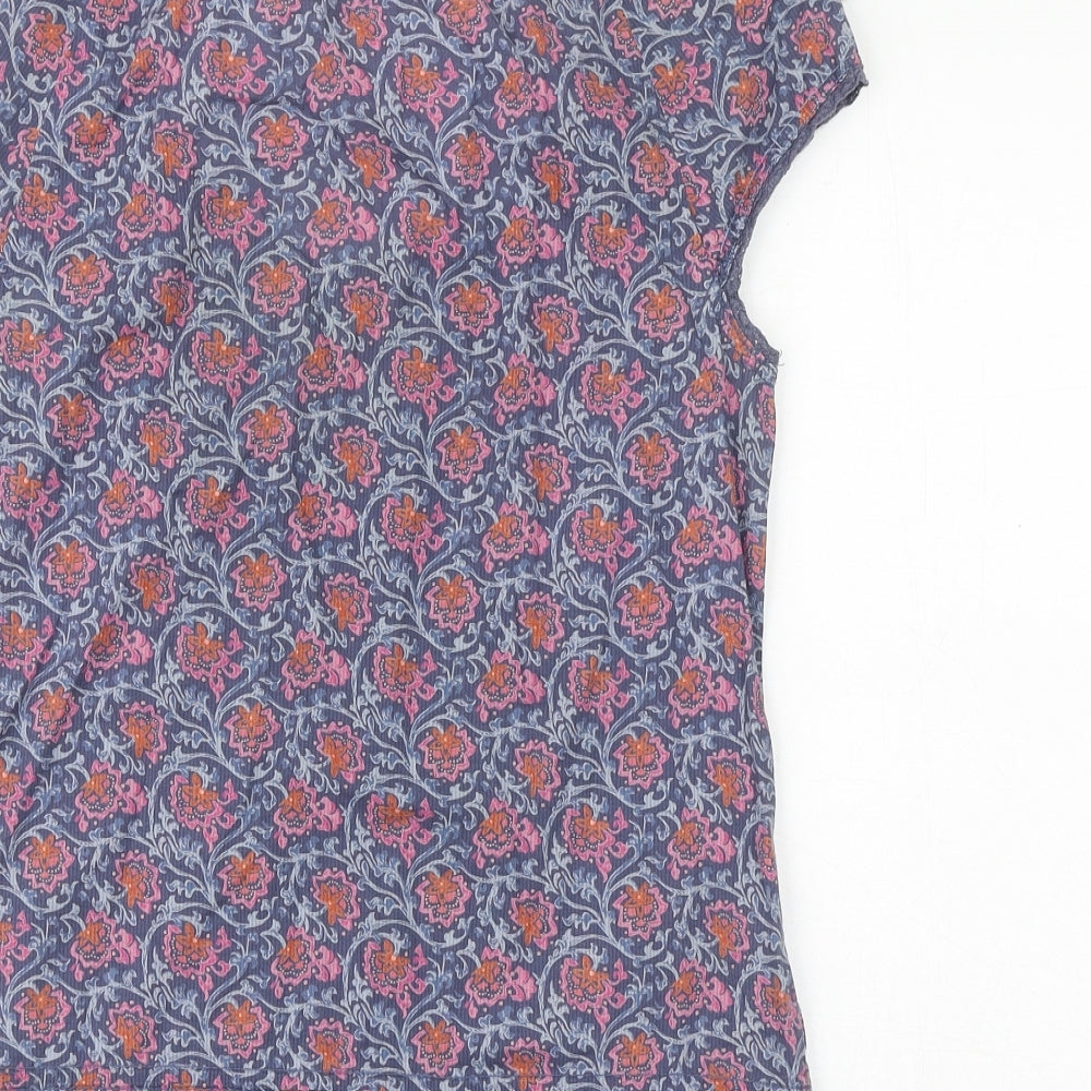 H&M Womens Multicoloured Geometric 100% Cotton Basic Blouse Size 6 Scoop Neck
