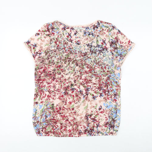 NEXT Womens Multicoloured Geometric 100% Cotton Basic T-Shirt Size 14 Boat Neck
