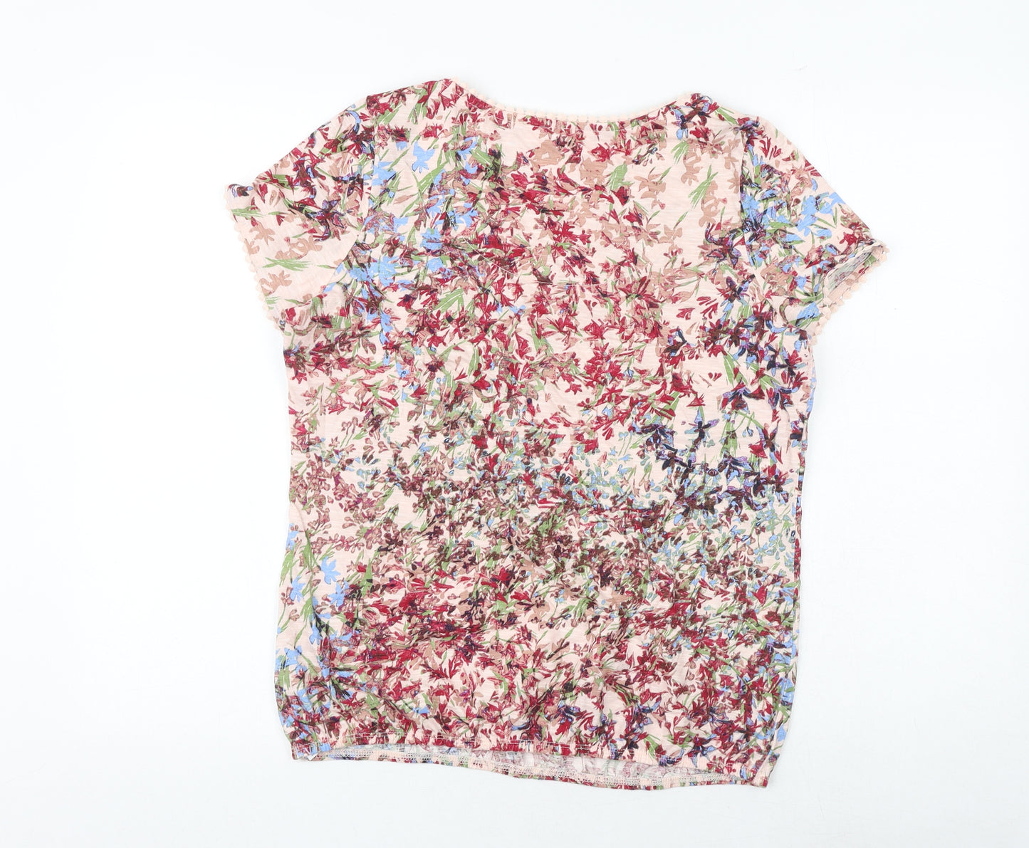 NEXT Womens Multicoloured Geometric 100% Cotton Basic T-Shirt Size 14 Boat Neck