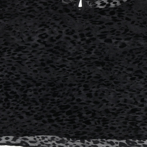 Oliver Bonas Womens Black Animal Print Polyester Basic Blouse Size 14 Boat Neck