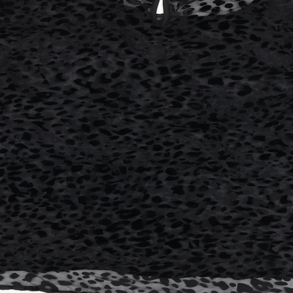 Oliver Bonas Womens Black Animal Print Polyester Basic Blouse Size 14 Boat Neck