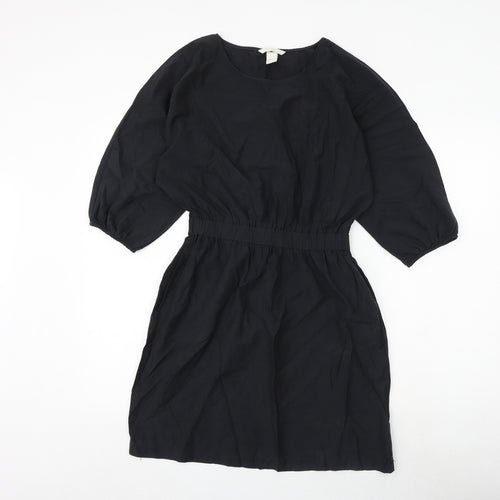 H&M Womens Black Cotton A-Line Size 6 Round Neck Pullover