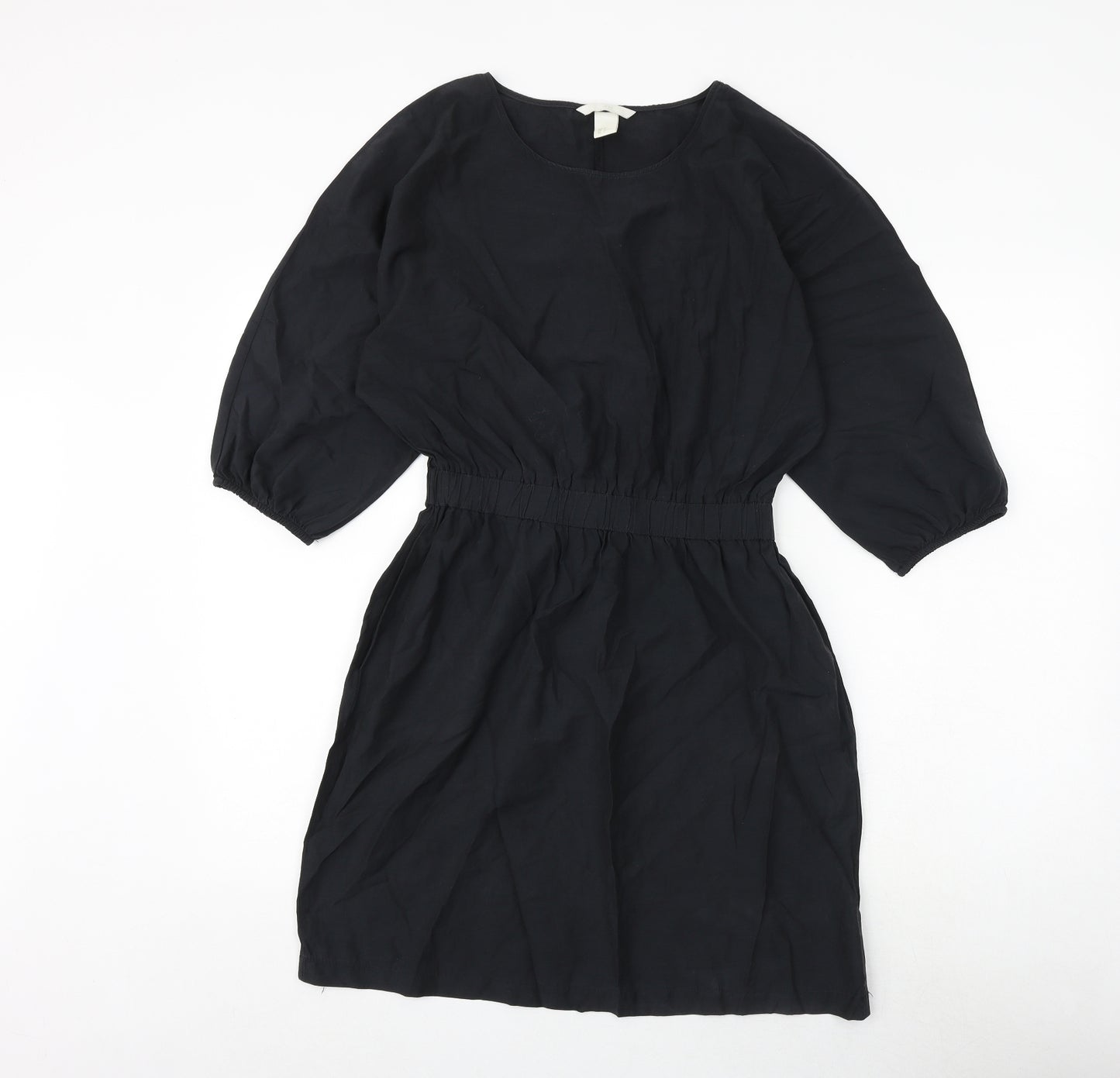 H&M Womens Black Cotton A-Line Size 6 Round Neck Pullover