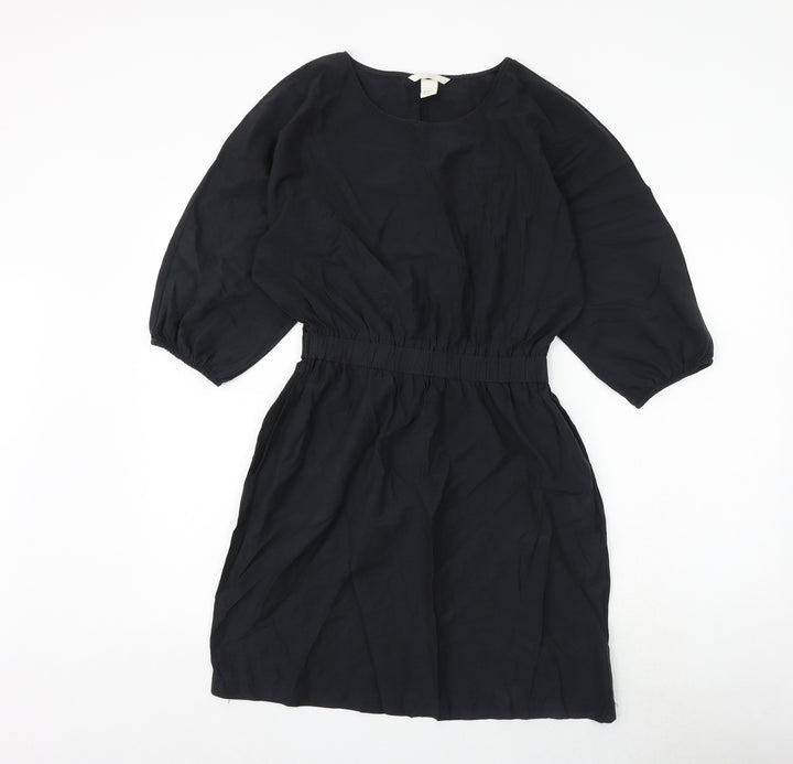 H&M Womens Black Cotton A-Line Size 6 Round Neck Pullover