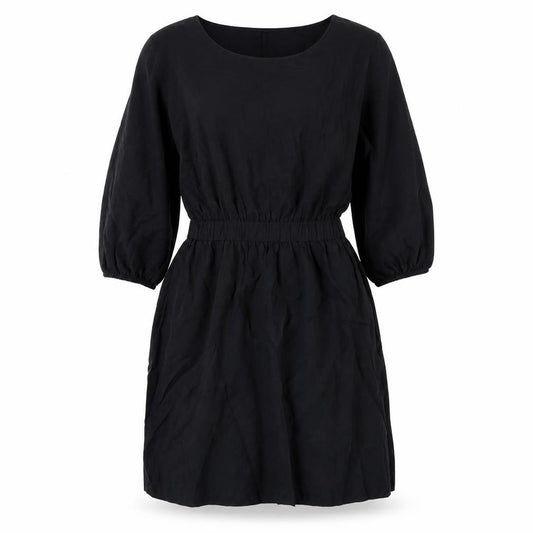 Front view of H&M women’s black cotton a-line, size UK 6, round neck pullover