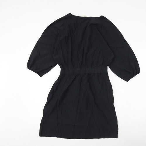 H&M Womens Black Cotton A-Line Size 6 Round Neck Pullover