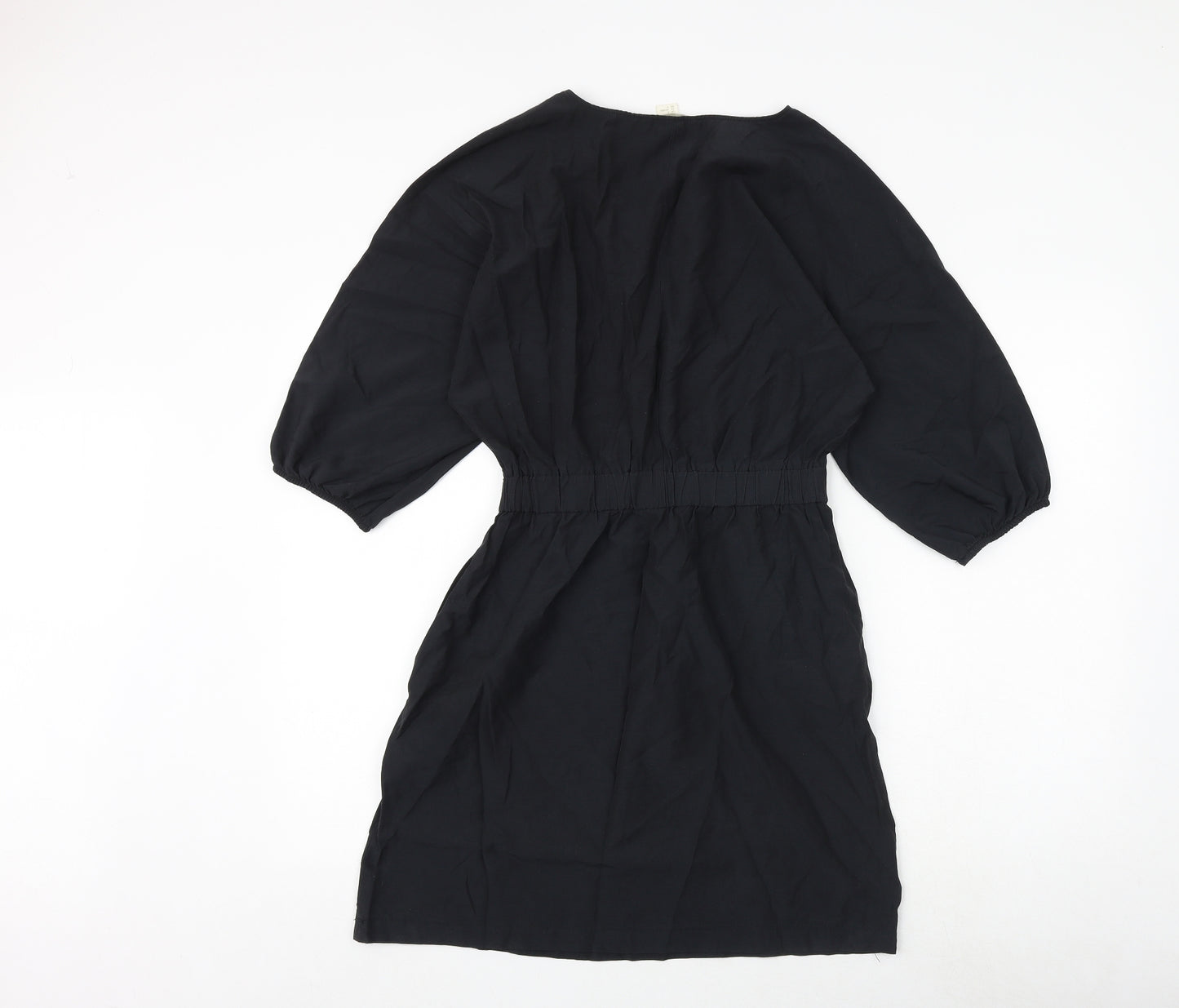 H&M Womens Black Cotton A-Line Size 6 Round Neck Pullover