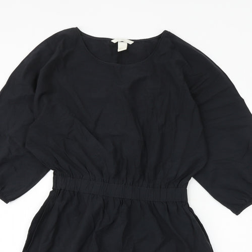H&M Womens Black Cotton A-Line Size 6 Round Neck Pullover
