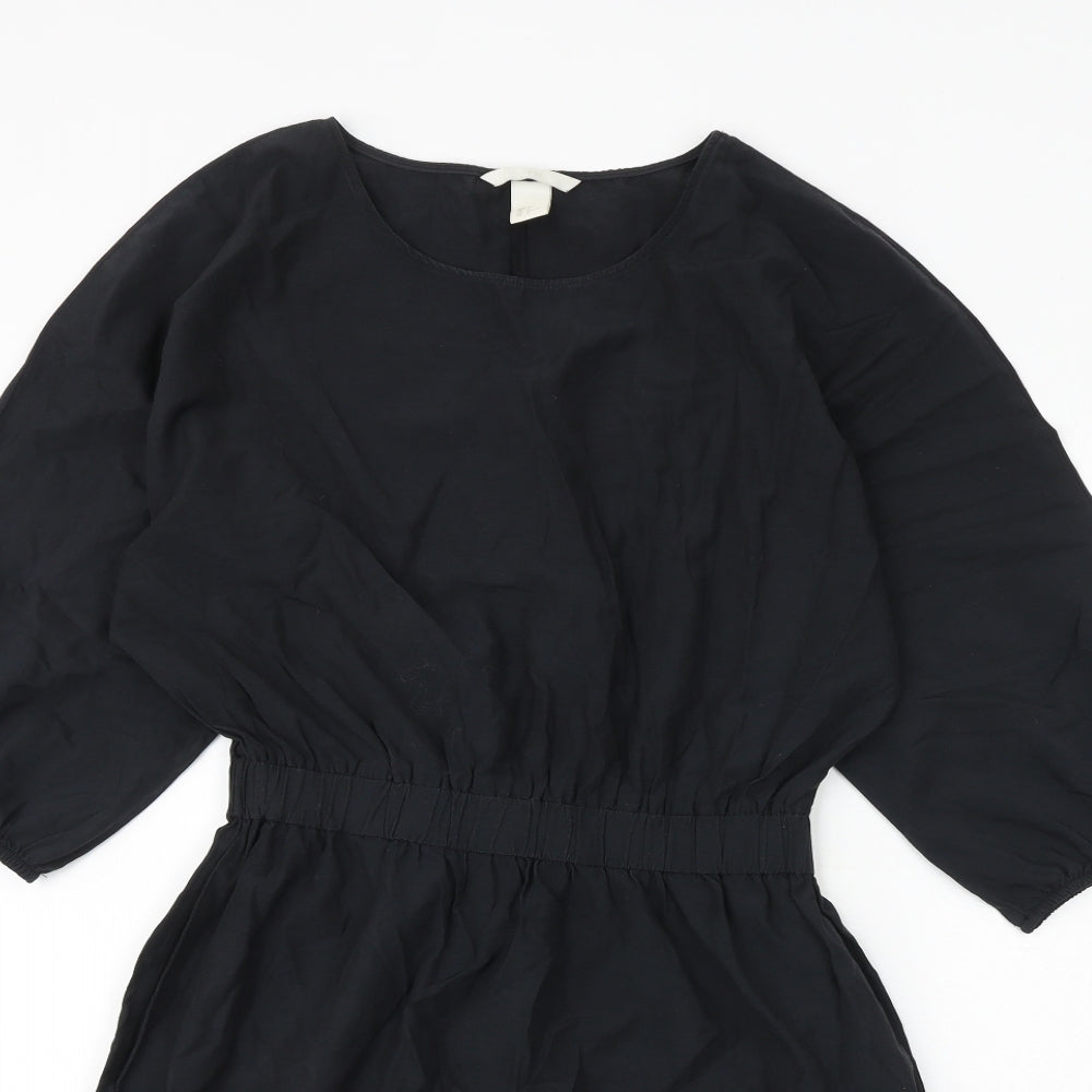 H&M Womens Black Cotton A-Line Size 6 Round Neck Pullover