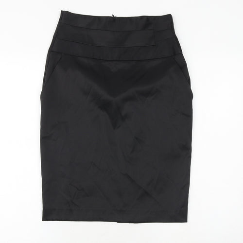 Mango Womens Black Polyester Straight & Pencil Skirt Size 10 Zip