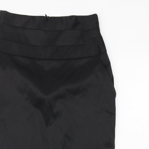 Mango Womens Black Polyester Straight & Pencil Skirt Size 10 Zip