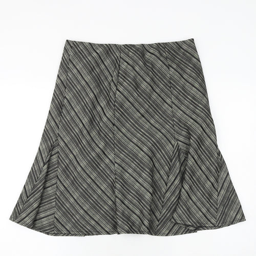 Marks and Spencer Womens Black Striped Polyester Swing Skirt Size 14