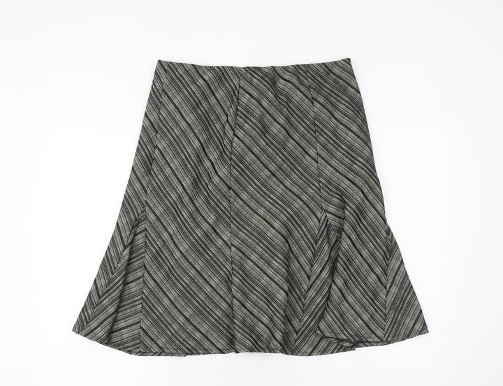 Marks and Spencer Womens Black Striped Polyester Swing Skirt Size 14