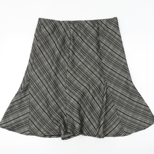Marks and Spencer Womens Black Striped Polyester Swing Skirt Size 14