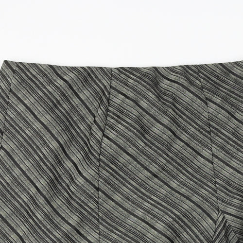 Marks and Spencer Womens Black Striped Polyester Swing Skirt Size 14