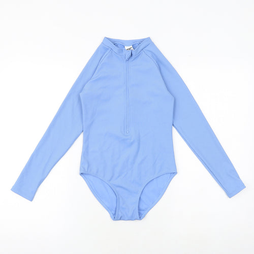 Wave Zone Girls Blue Polyester Bodysuit One-Piece Size 10 Years Zip - Swimsuit