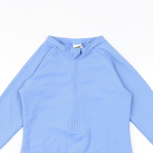 Wave Zone Girls Blue Polyester Bodysuit One-Piece Size 10 Years Zip - Swimsuit