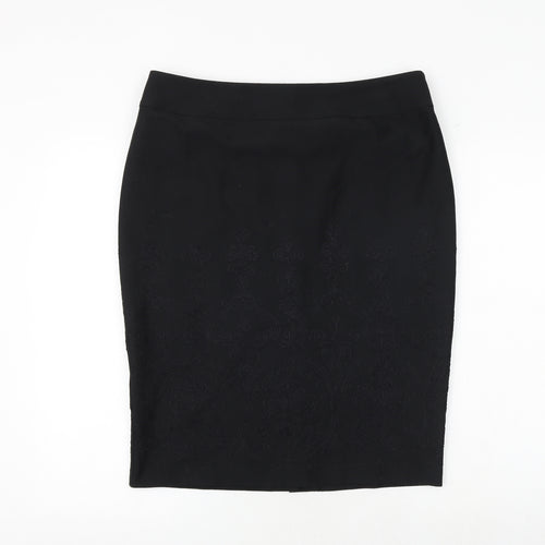Marks and Spencer Womens Black Polyester Straight & Pencil Skirt Size 16 Zip