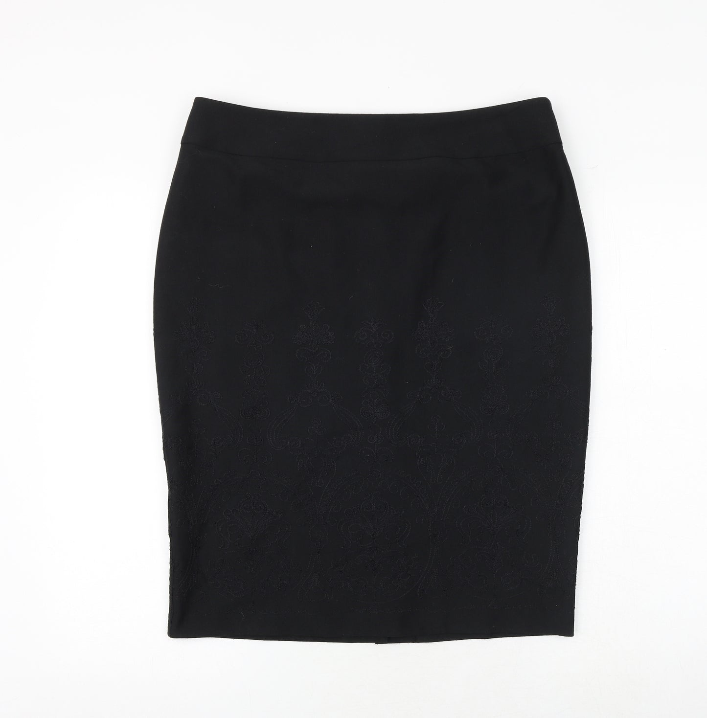 Marks and Spencer Womens Black Polyester Straight & Pencil Skirt Size 16 Zip