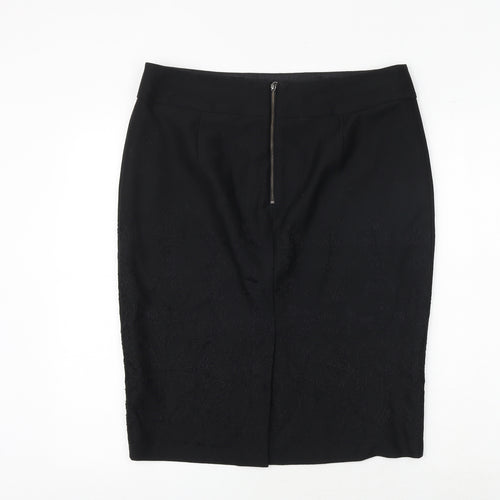 Marks and Spencer Womens Black Polyester Straight & Pencil Skirt Size 16 Zip