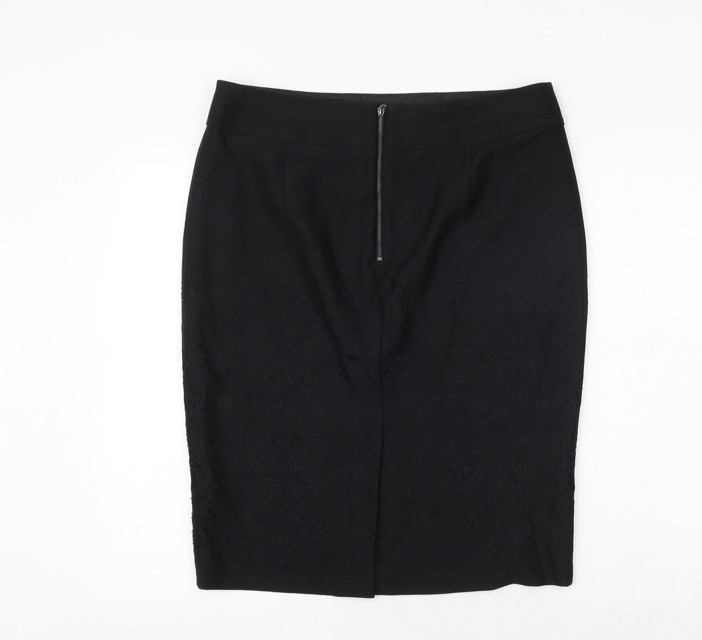 Marks and Spencer Womens Black Polyester Straight & Pencil Skirt Size 16 Zip
