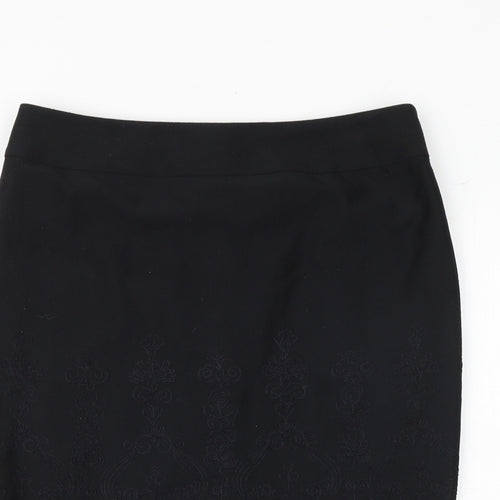 Marks and Spencer Womens Black Polyester Straight & Pencil Skirt Size 16 Zip