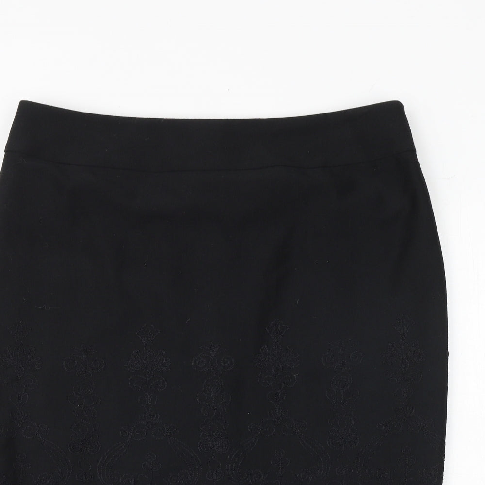 Marks and Spencer Womens Black Polyester Straight & Pencil Skirt Size 16 Zip