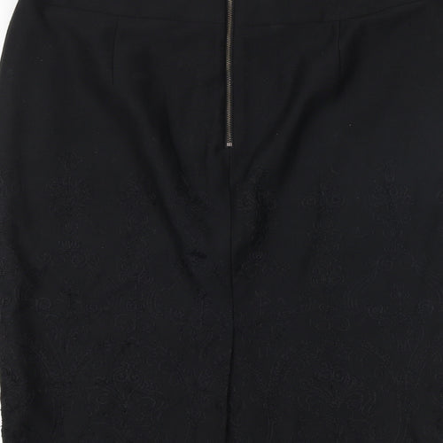 Marks and Spencer Womens Black Polyester Straight & Pencil Skirt Size 16 Zip