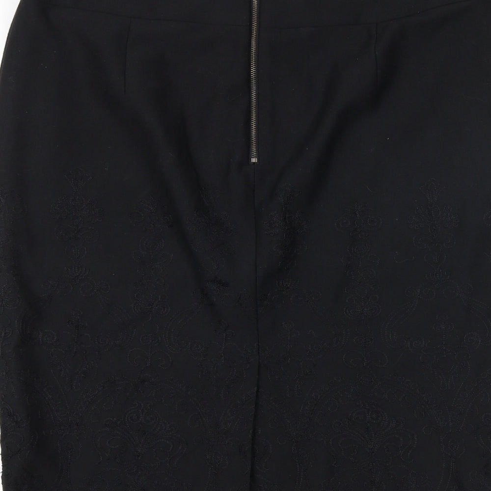 Marks and Spencer Womens Black Polyester Straight & Pencil Skirt Size 16 Zip