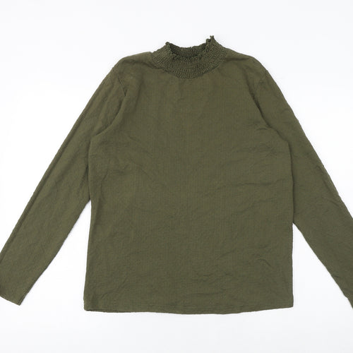 Kiabi Womens Green Polyester Basic Blouse Size M High Neck - Textured