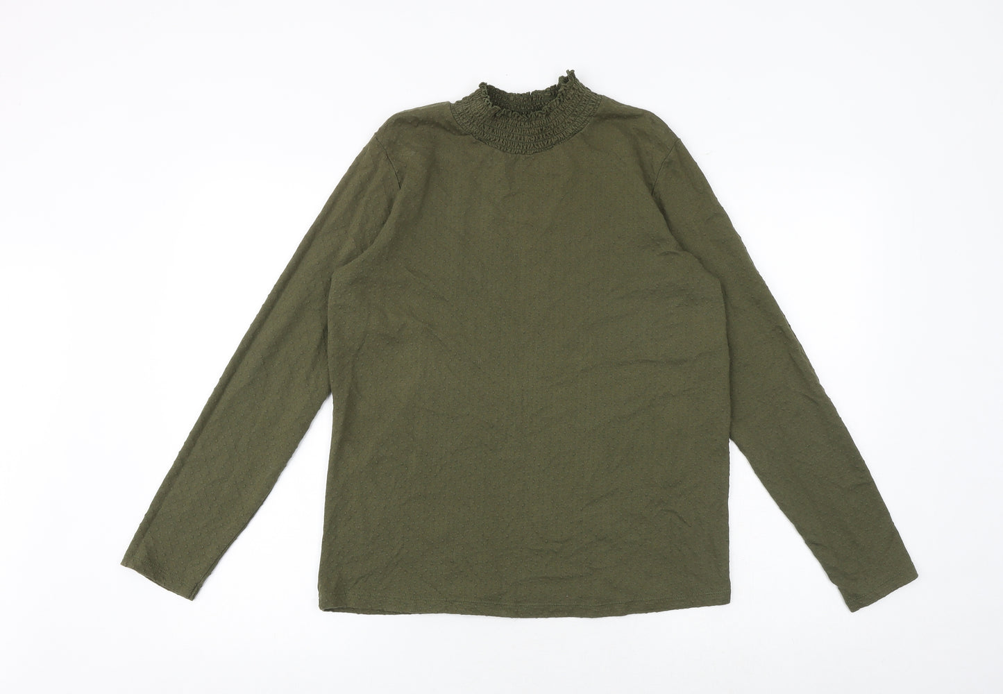 Kiabi Womens Green Polyester Basic Blouse Size M High Neck - Textured