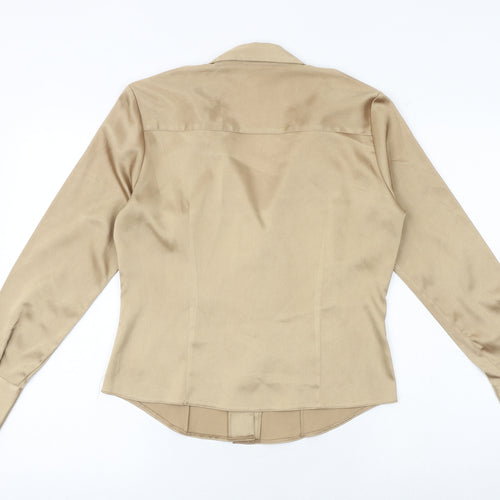 Etam Womens Gold Polyester Basic Button-Up Size 12 Collared