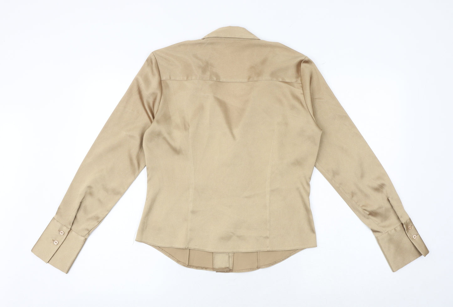 Etam Womens Gold Polyester Basic Button-Up Size 12 Collared