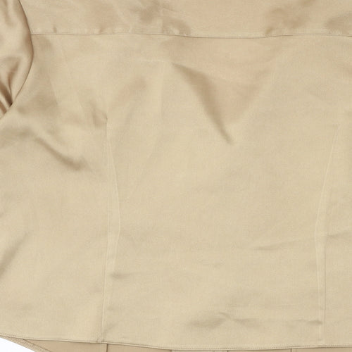 Etam Womens Gold Polyester Basic Button-Up Size 12 Collared