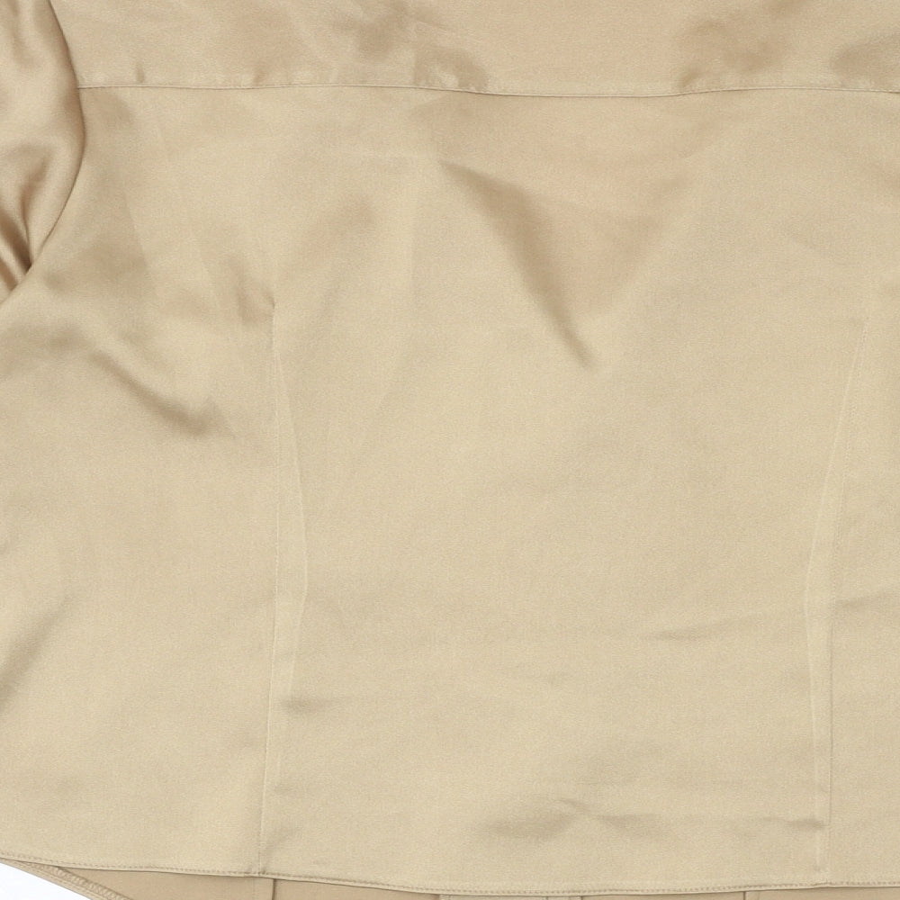 Etam Womens Gold Polyester Basic Button-Up Size 12 Collared