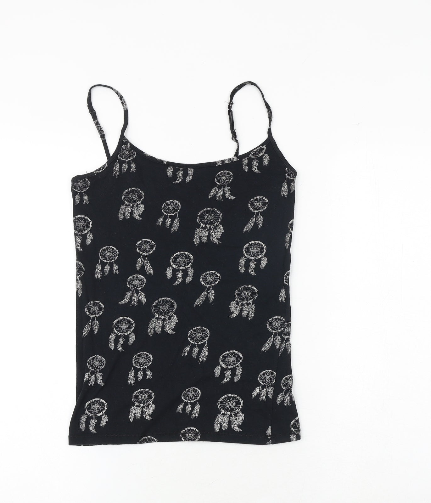 Aeropostale Womens Black Geometric Cotton Camisole Tank Size M Scoop Neck - Dreamcatcher Print