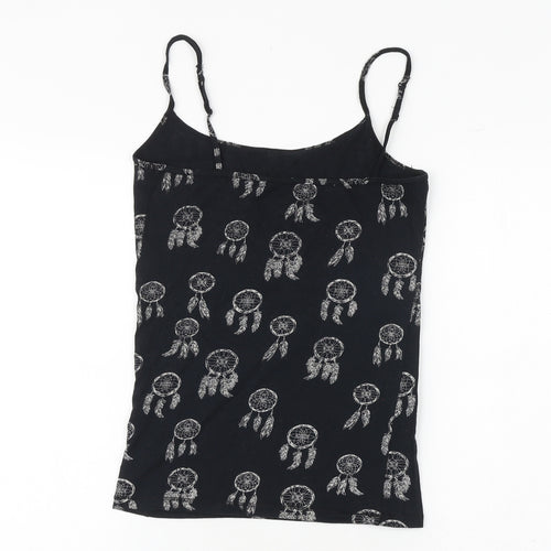 Aeropostale Womens Black Geometric Cotton Camisole Tank Size M Scoop Neck - Dreamcatcher Print