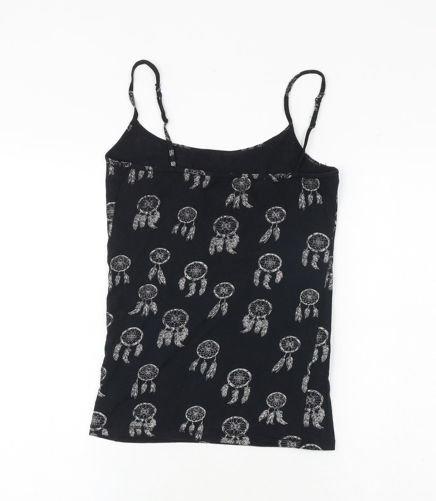 Aeropostale Womens Black Geometric Cotton Camisole Tank Size M Scoop Neck - Dreamcatcher Print