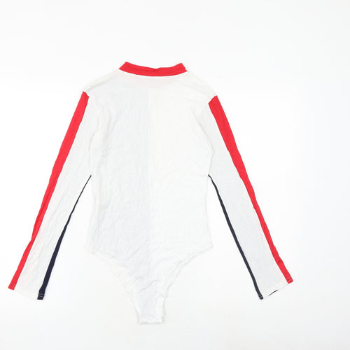 Rebellious Womens Multicoloured Colourblock Viscose Bodysuit One-Piece Size 8 Snap