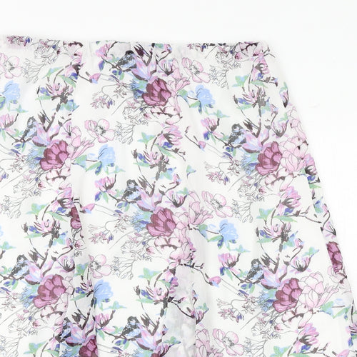 Damart Womens White Floral Polyester Swing Skirt Size 10 - Size 10-12