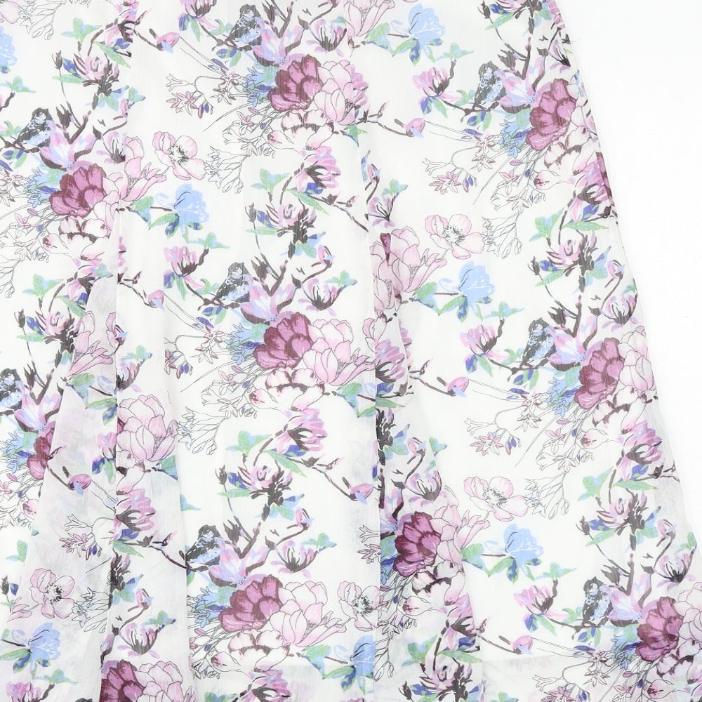Damart Womens White Floral Polyester Swing Skirt Size 10 - Size 10-12