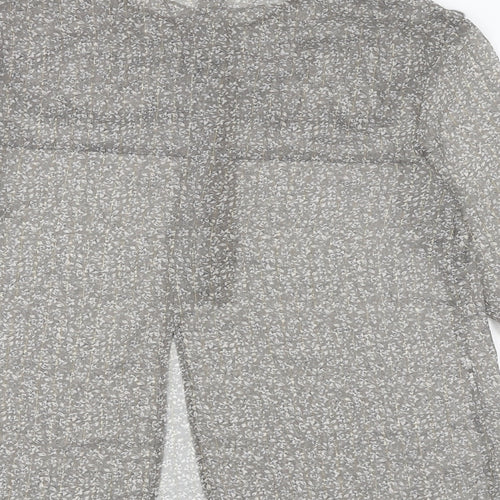 Mango Womens Grey Floral Polyester Basic Blouse Size S Round Neck