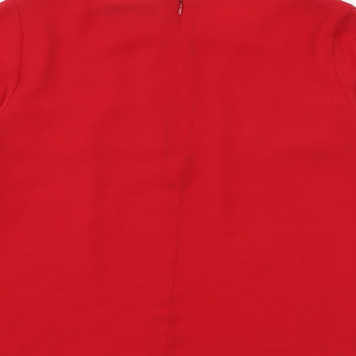 Coast Womens Red Polyester Basic Blouse Size 8 Boat Neck - Flute Sleeve