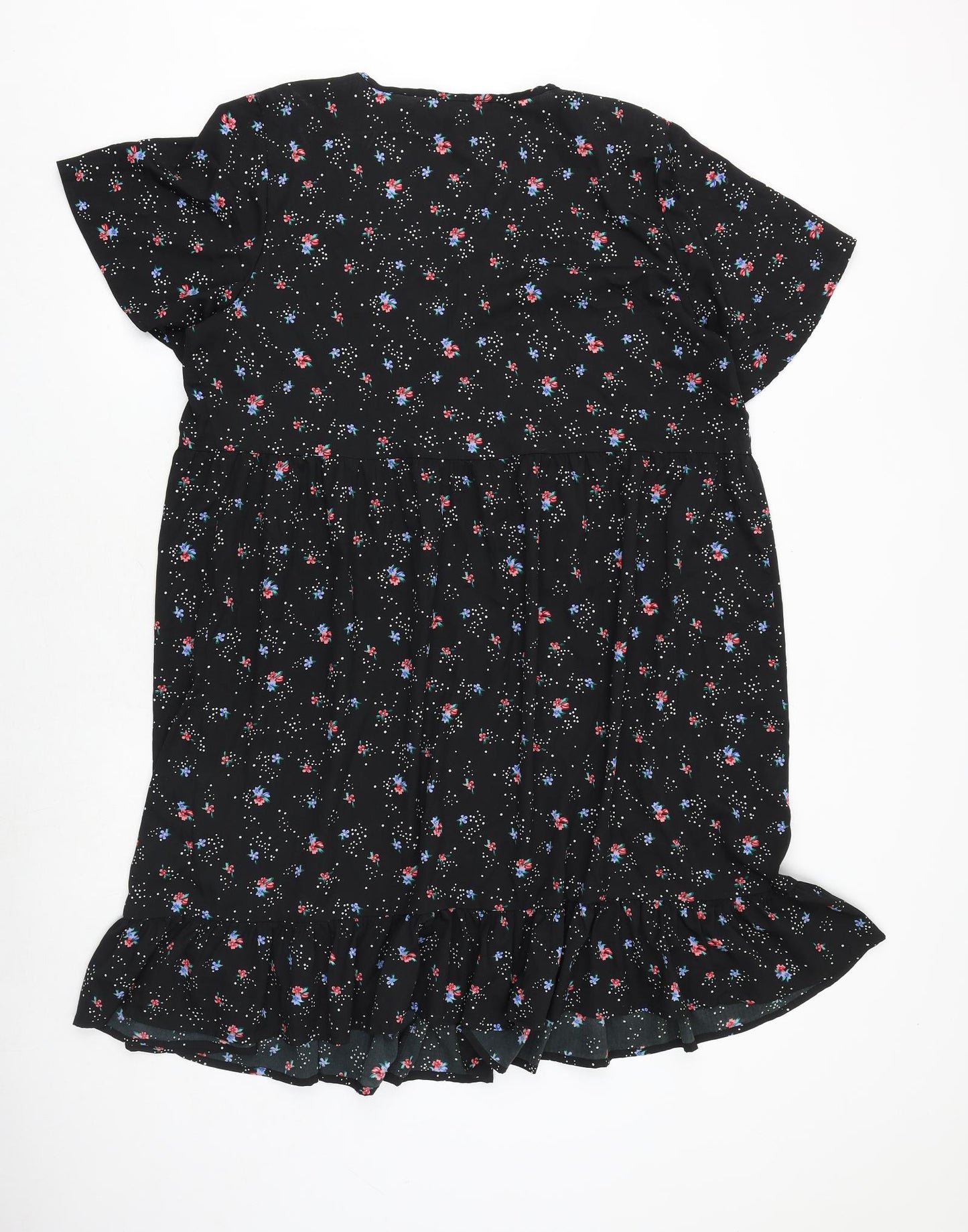 New Look Maternity Womens Black Floral Polyester A-Line Size 20 V-Neck Pullover
