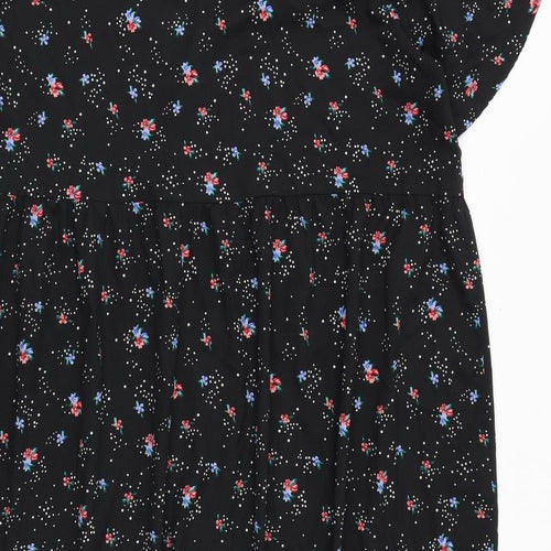 New Look Maternity Womens Black Floral Polyester A-Line Size 20 V-Neck Pullover