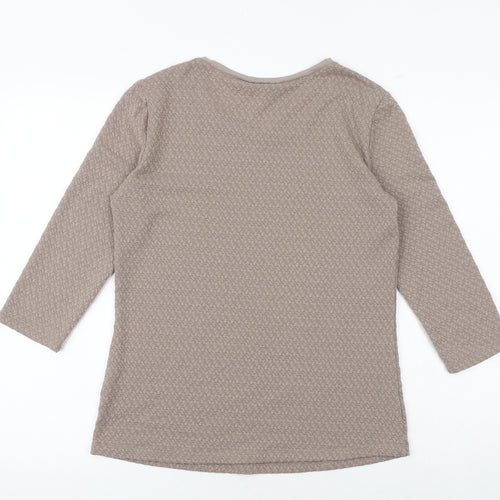 Canada Womens Brown Polyester Basic T-Shirt Size XS Boat Neck - Textured
